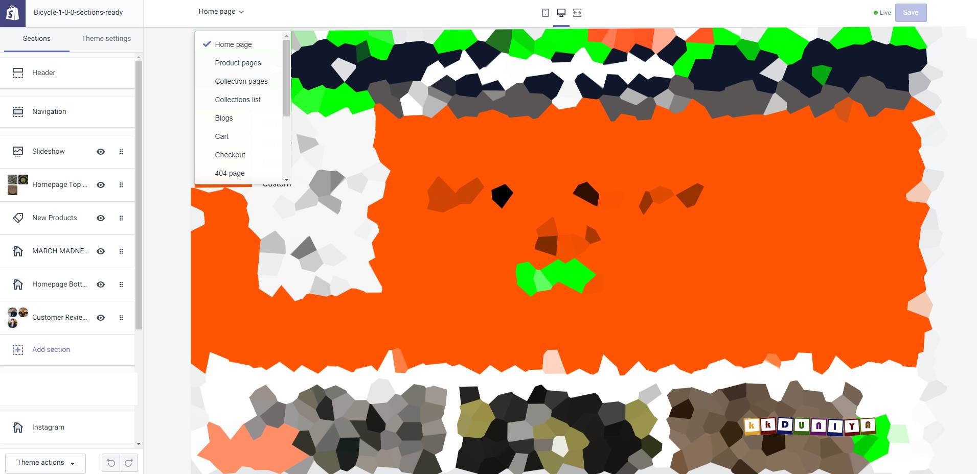 How to add custom sections on pages in shopify.